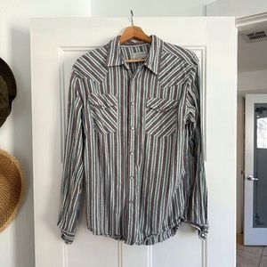 Tecovas Multicolor Striped Button-Down Shirt - Blue, Brown, Cream